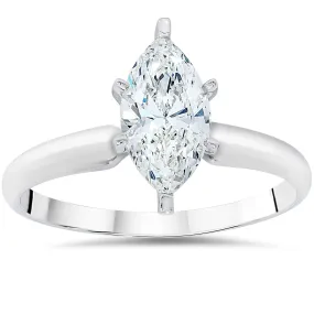 1 1/4 Ct Marquise Solitaire Diamond Engagement Ring 10k White Gold