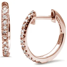 10K Rose Gold Diamond Hoop Earrings For Women