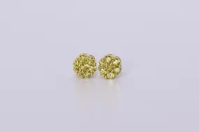 10k Yellow Gold Flower Cluster Earrings .500Ctw