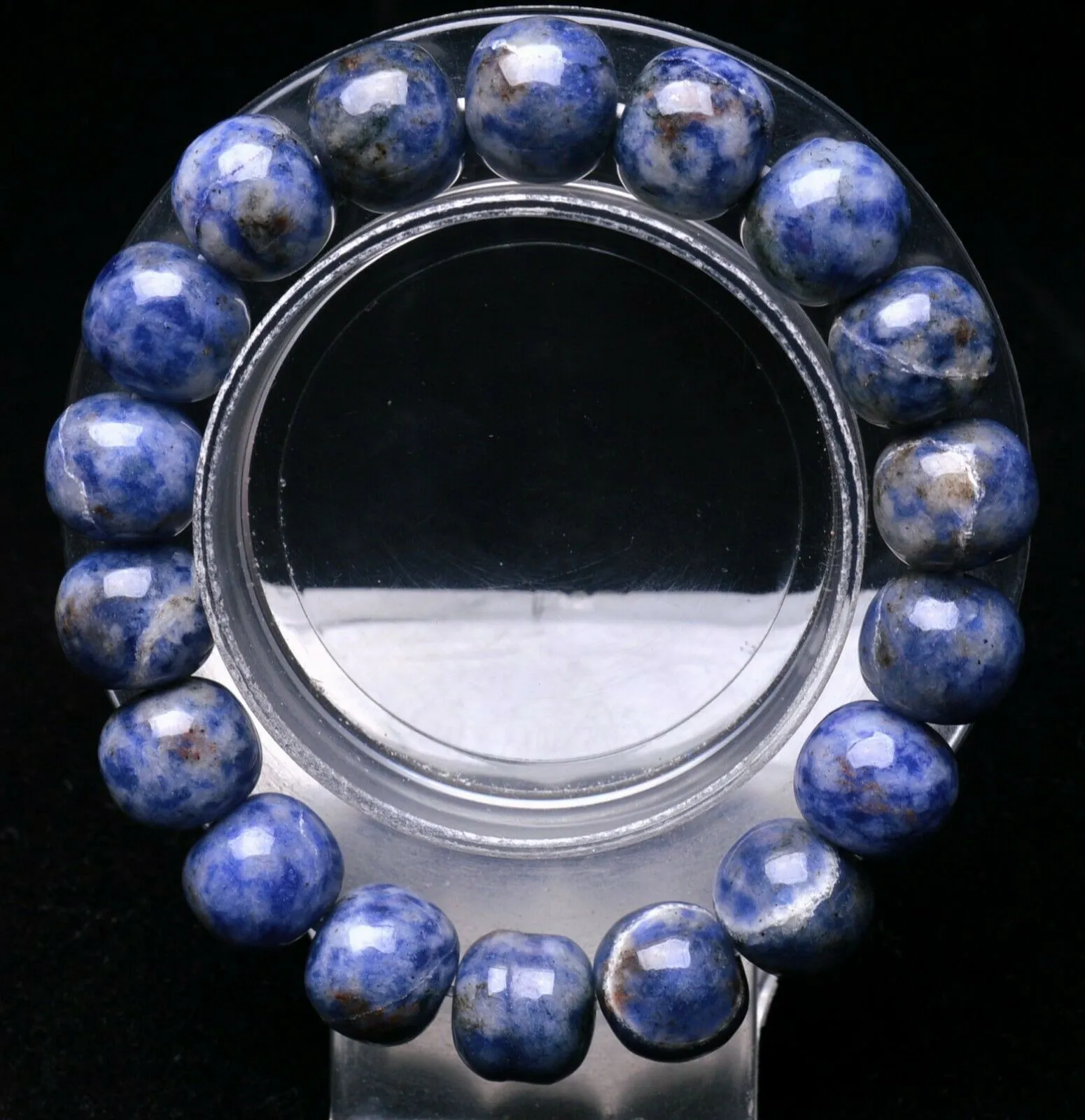 12mm Rare Natural Blue Dumortierite Bead Bracelet