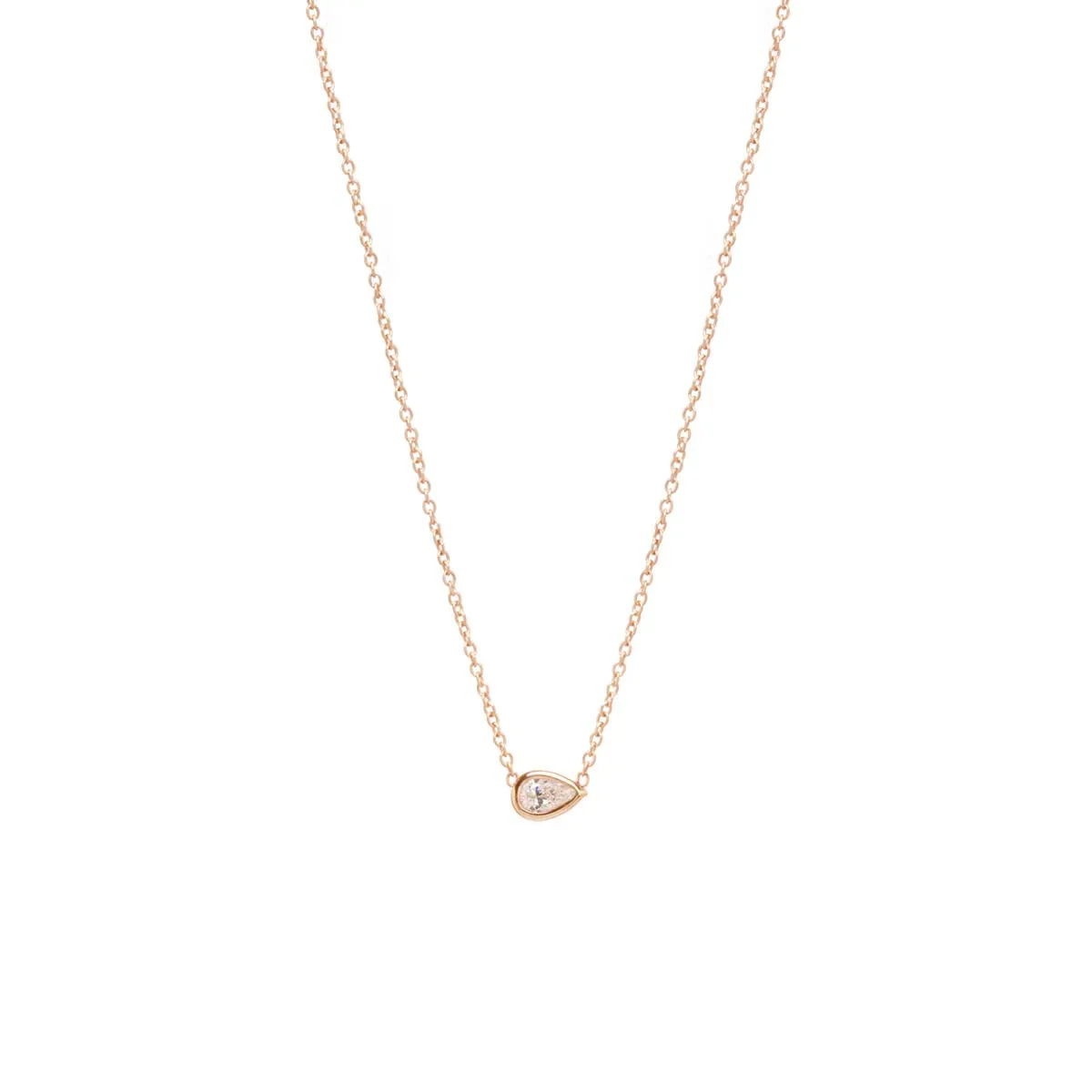 14k Horizontal Pear Shaped Diamond Necklace