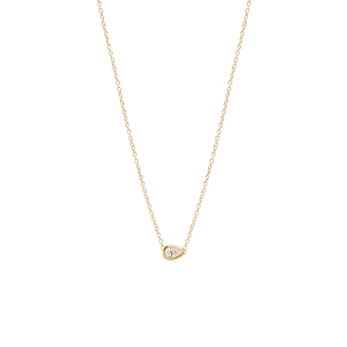 14k Horizontal Pear Shaped Diamond Necklace