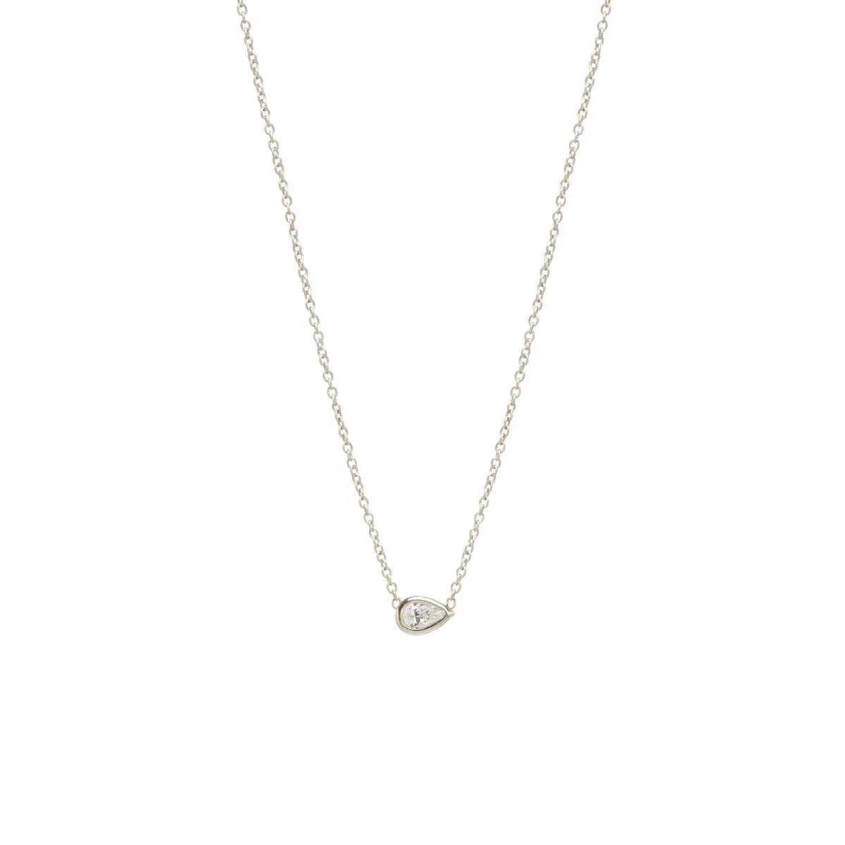 14k Horizontal Pear Shaped Diamond Necklace