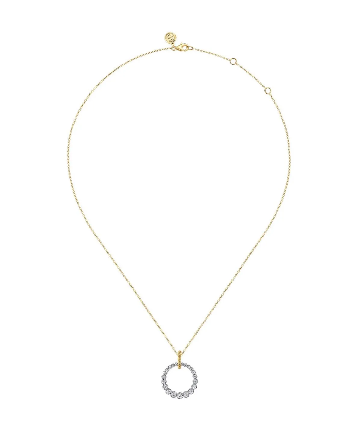 14K White and Yellow Gold Diamond Bujukan 20mm Drop Necklace