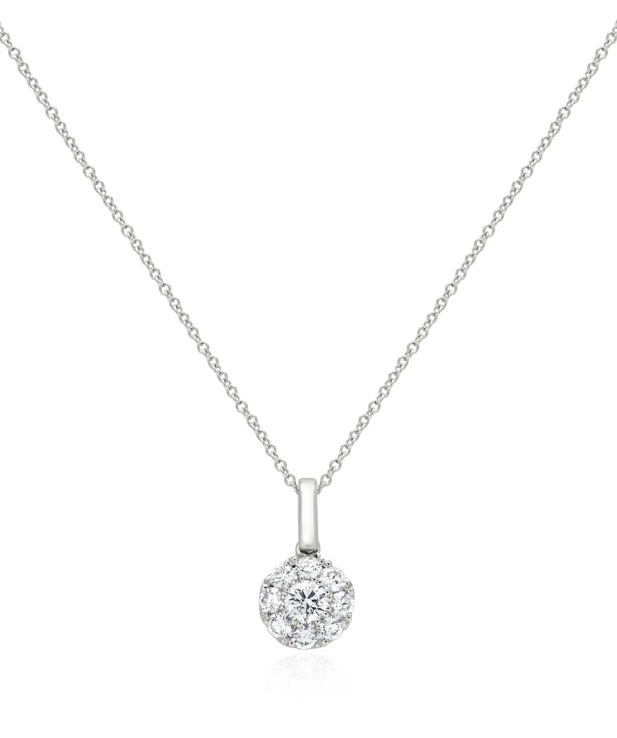 14K White Gold Diamond Cluster Pendant