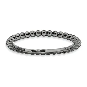 1.5mm Black Plated Sterling Silver Stackable Beaded Band