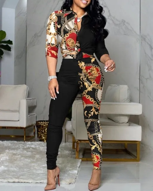 2 Pieces set of Top And Long Pant Suit Autumn Women Long Sleeve Sweatsuit