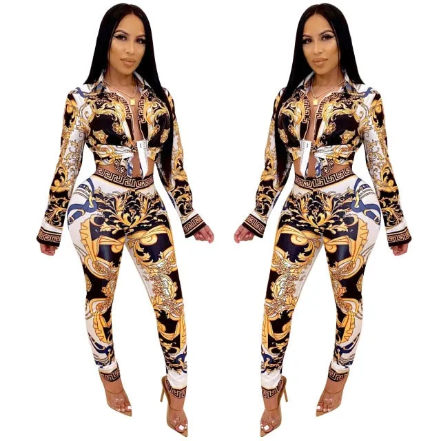 2 Pieces set of Top And Long Pant Suit Autumn Women Long Sleeve Sweatsuit