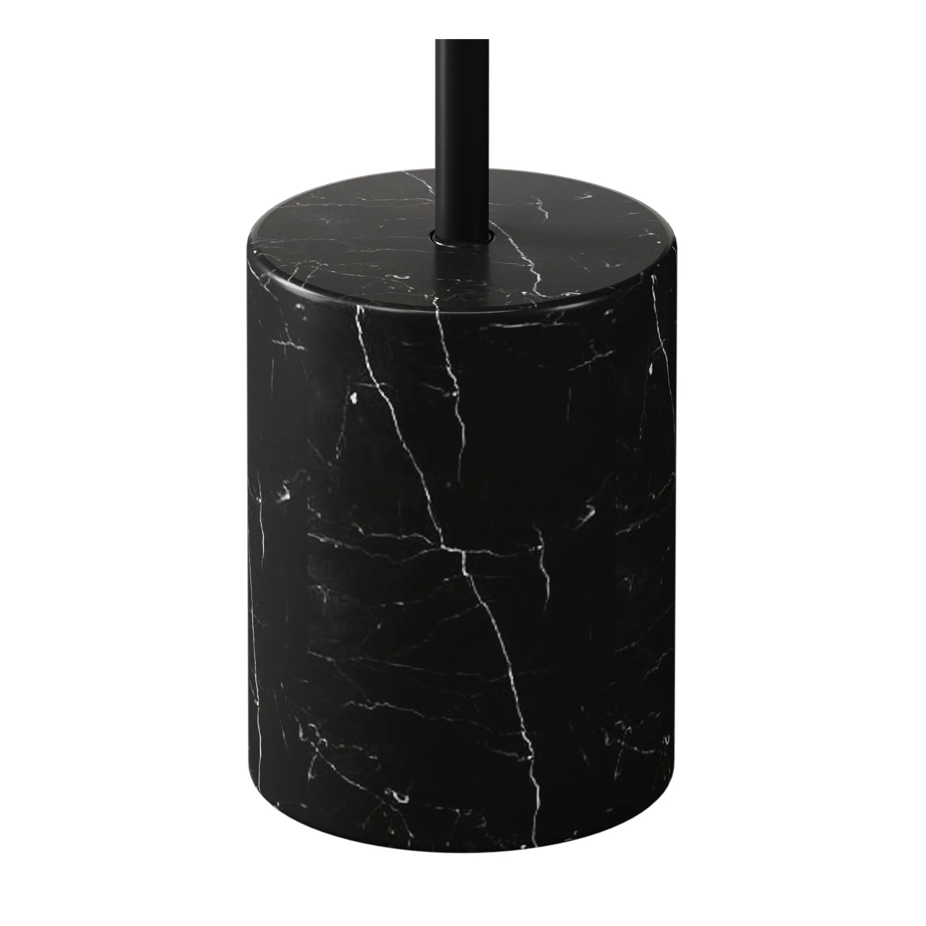 20" Black Steel and Marble Round Pedestal End Table By Homeroots