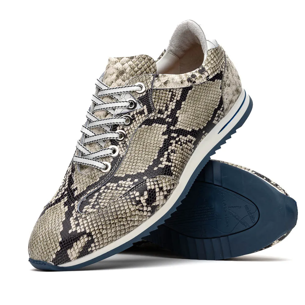 65-215-WHT PERI Python Embossed Italian Calfskin Sneakers Black / White