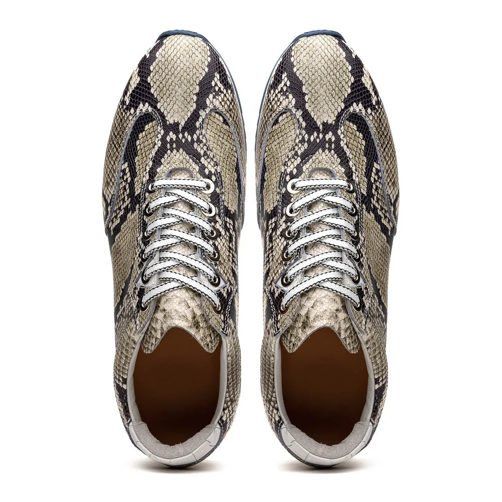 65-215-WHT PERI Python Embossed Italian Calfskin Sneakers Black / White