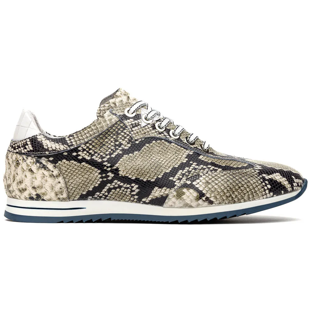 65-215-WHT PERI Python Embossed Italian Calfskin Sneakers Black / White