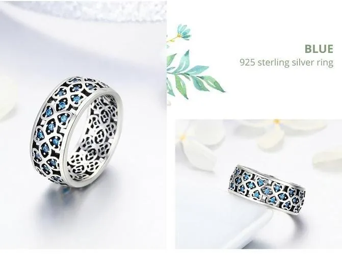 925 Sterling Silver  Sweet Blue CZ Ring - Size: 7