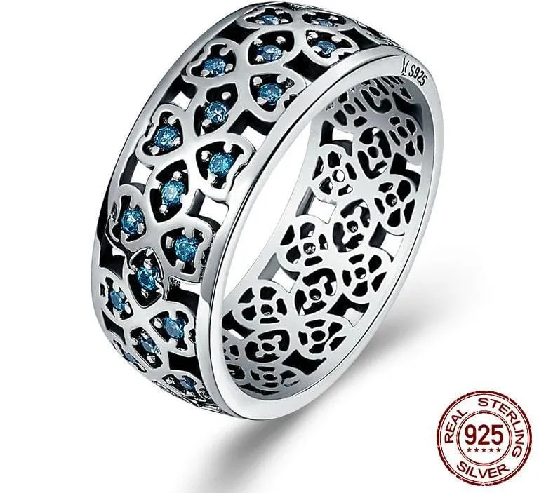 925 Sterling Silver  Sweet Blue CZ Ring - Size: 7