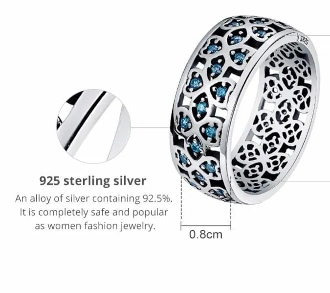 925 Sterling Silver  Sweet Blue CZ Ring - Size: 7