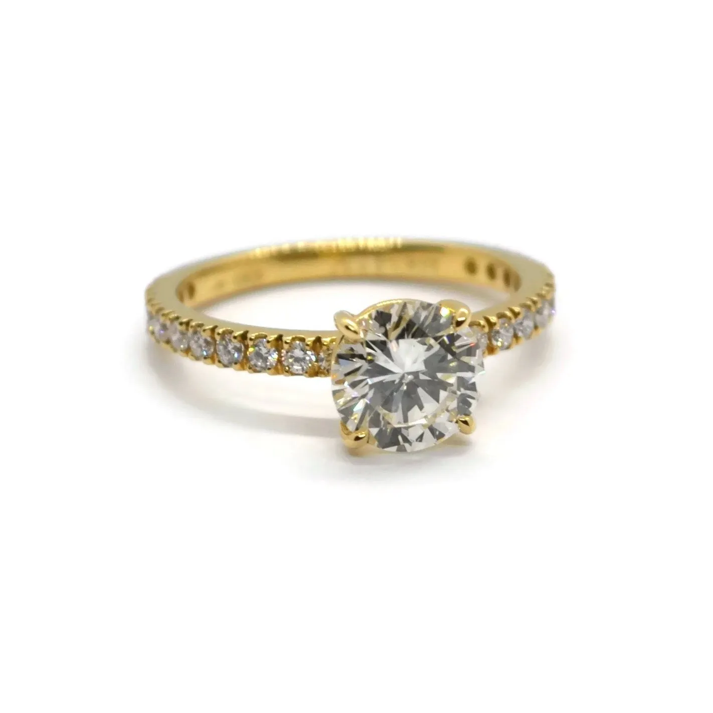 A & Furst - France - Ring with 1 Round Brilliant-cut Diamond 1.33 carats, 18k Yellow Gold