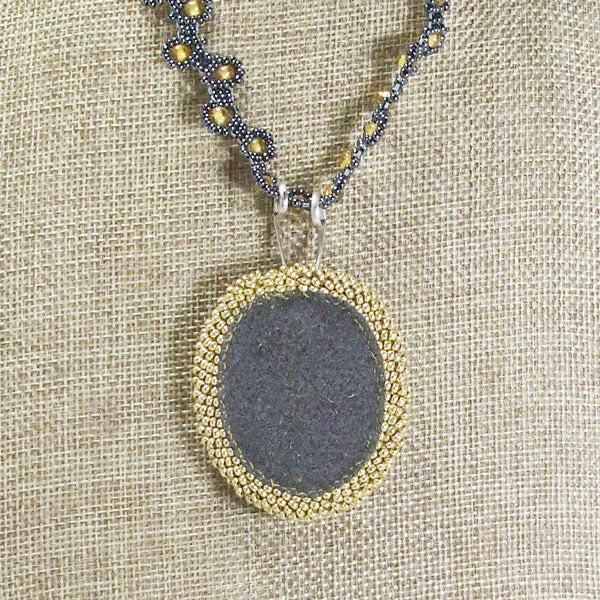 Acalia Beaded Black Cabochon Pendant Necklace