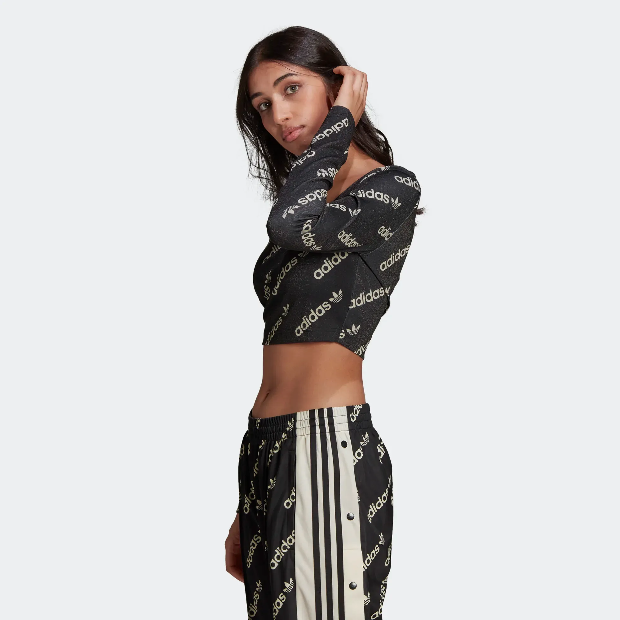 Adidas Women's Long Sleeve Crop Top - Black / White