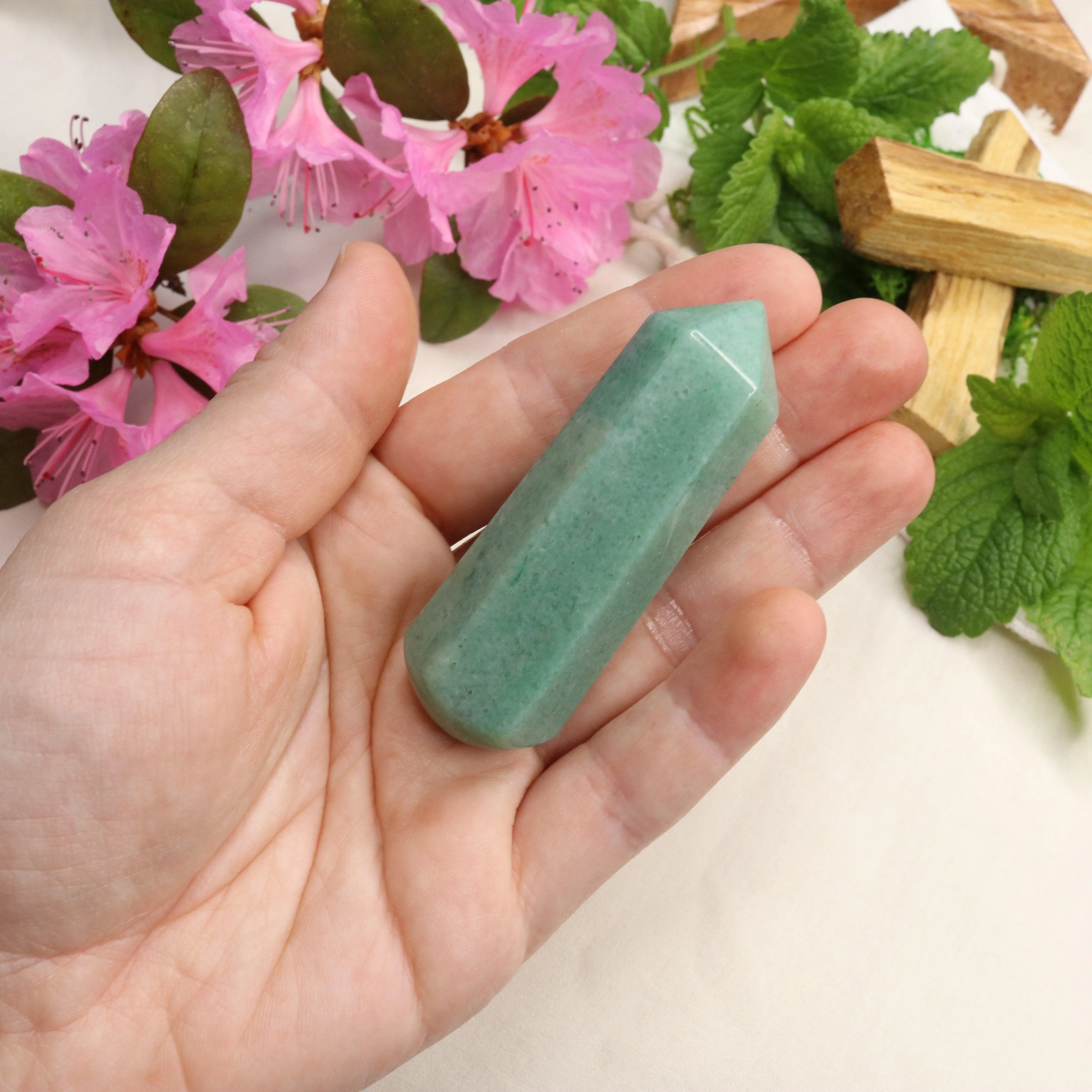 Adorable Green Aventurine Point and Massager Carving