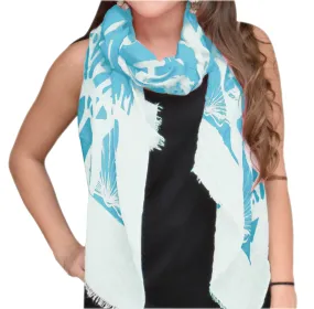 Aqua Peach Couture All Season's Nautical Shell Seahorse design Light Fringe Shawl Scarf