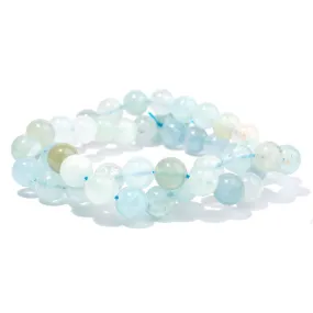 Aquamarine Multi Natural 8mm Round A Grade - 15-16 Inch