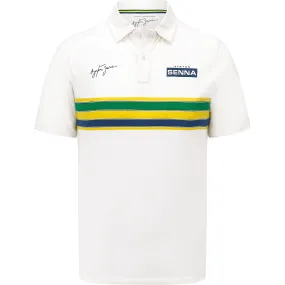 Ayrton Senna Men's Helmet Striped Polo Shirt