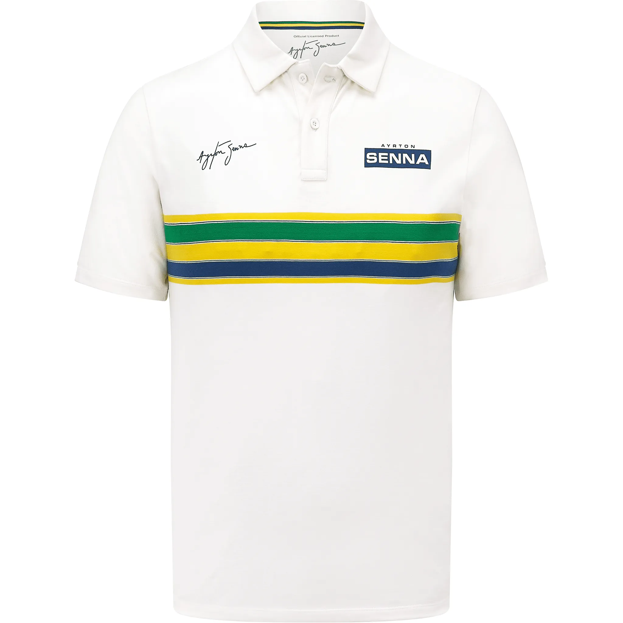 Ayrton Senna Men's Helmet Striped Polo Shirt