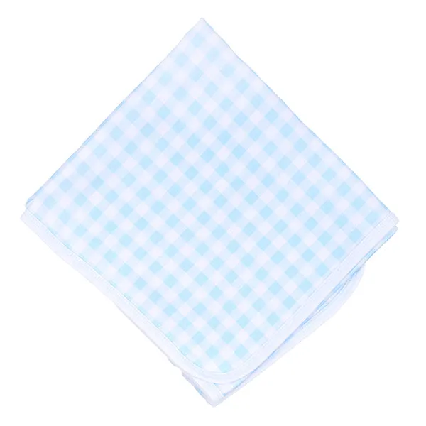 Baby Checks Blue Swaddle Blanket