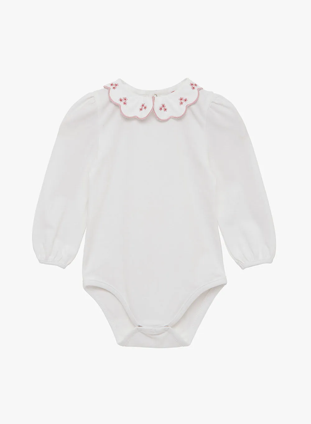 Baby Long Sleeved Petal Floral Body in White/Pink