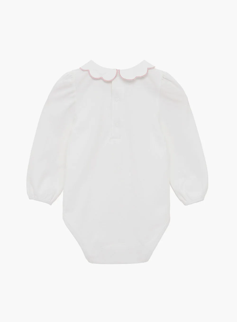 Baby Long Sleeved Petal Floral Body in White/Pink