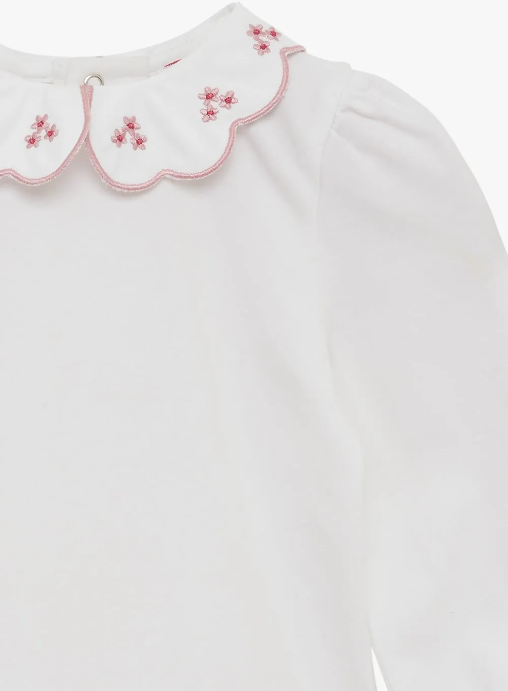 Baby Long Sleeved Petal Floral Body in White/Pink