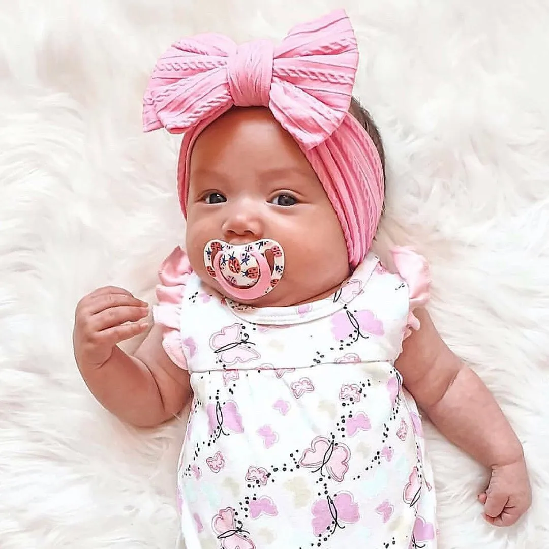 Baby Top Knot Double Bow Headband Powder Blue