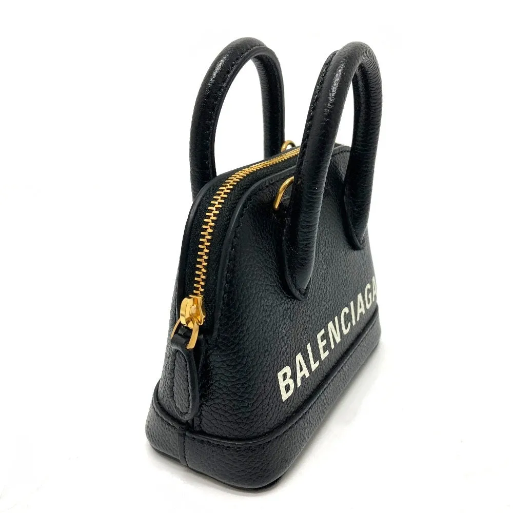 BALENCIAGA Shoulder Bag Bag 2WAY handbag logo Villetop leather 639756 black Women Used Authentic