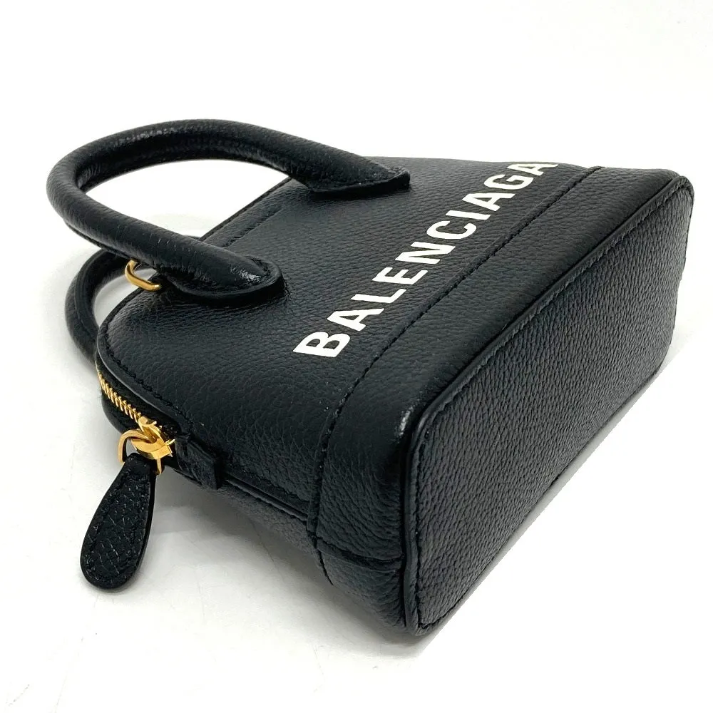 BALENCIAGA Shoulder Bag Bag 2WAY handbag logo Villetop leather 639756 black Women Used Authentic