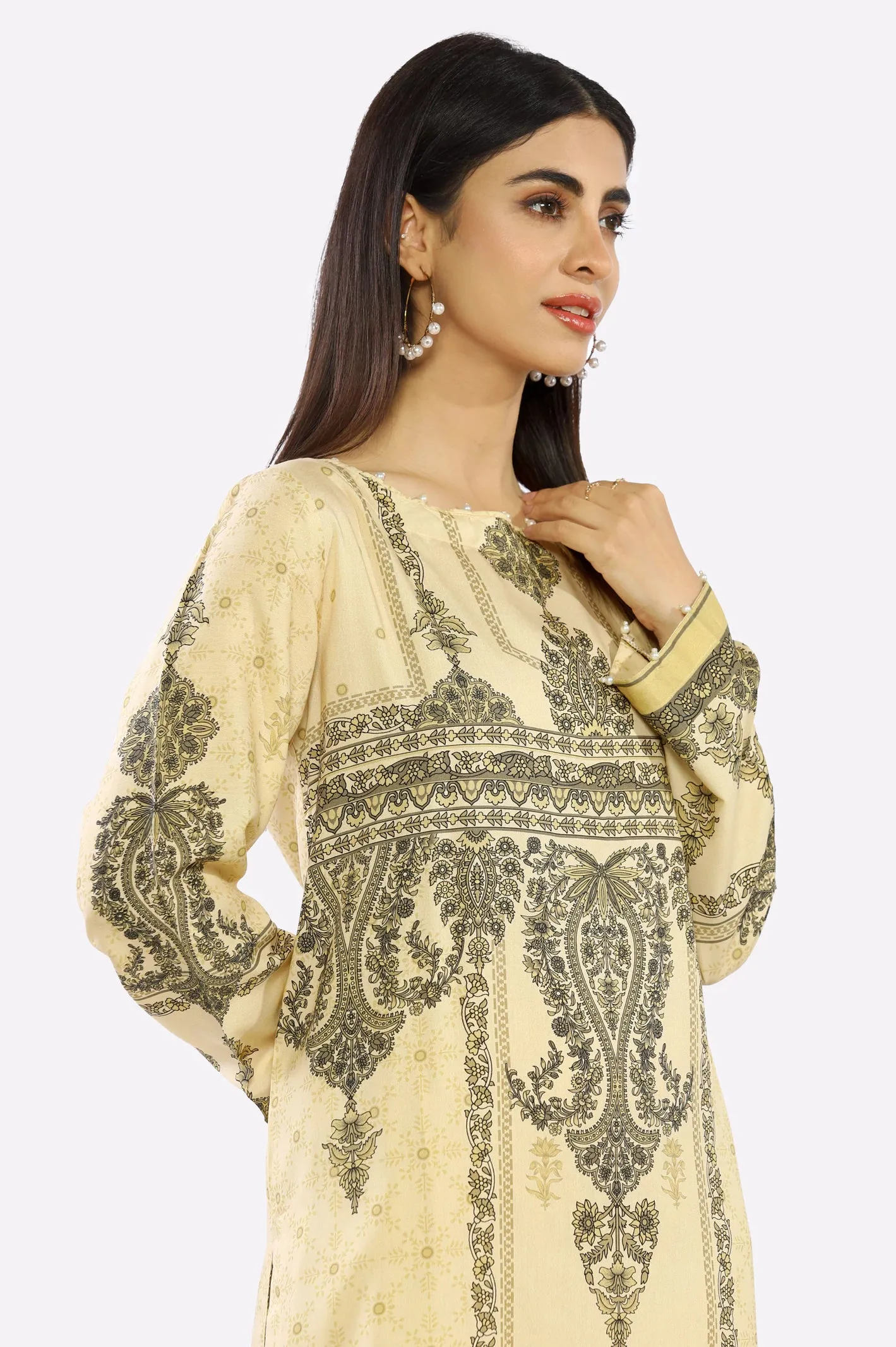 Beige Block Printed 2PC