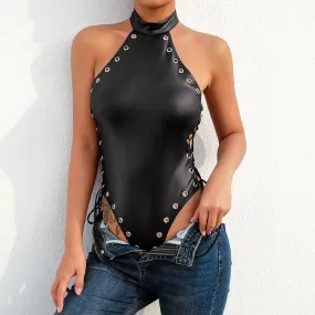 BerriesJam - Below Open Crotch Patent Leather Crotchless Bodysuit