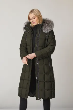 BETTY Full-Length Down Coat with Fur Trim Hood 1060