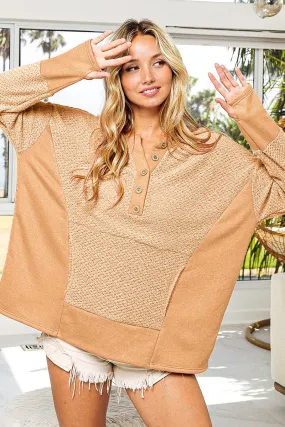 BiBi Thumb Opening Long Sleeve Top with Kangaroo Pocket