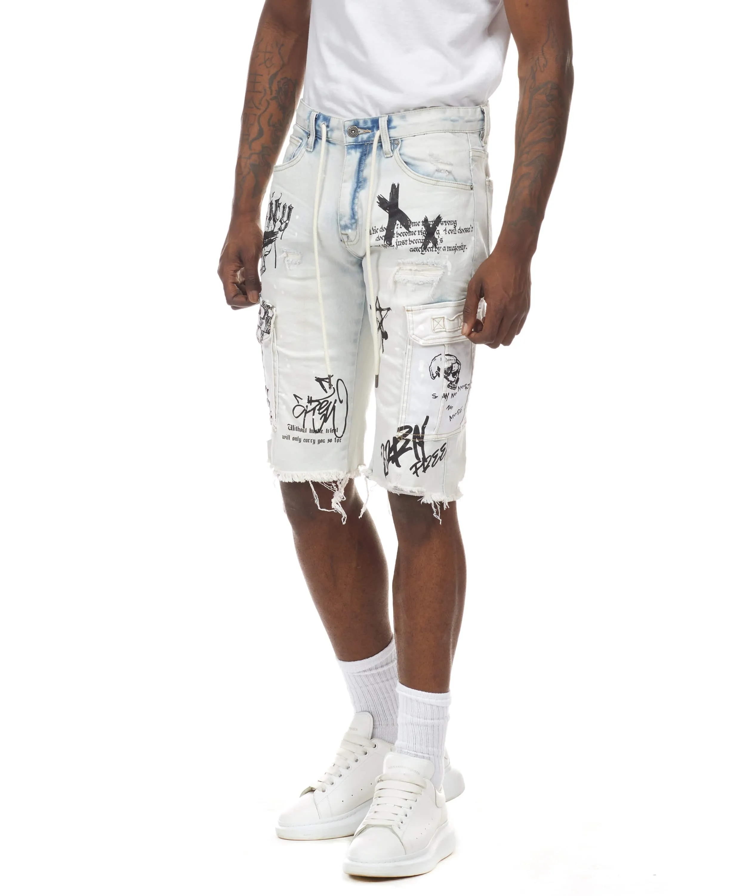 Big and Tall Doodle Cargo Utility Shorts - Rivington Blue