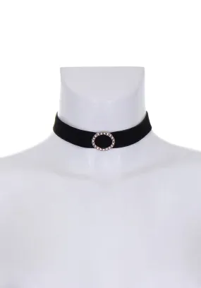 Black and Gold Suede Diamante Choker