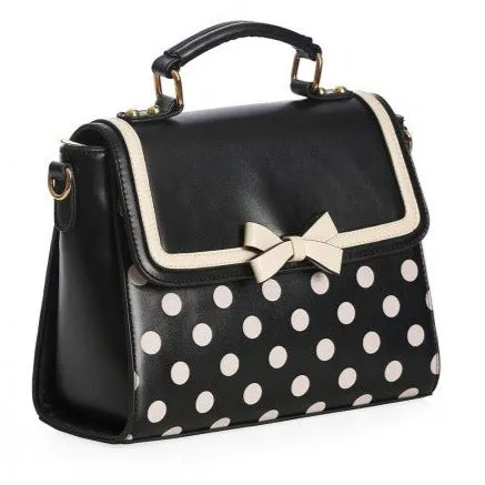 Black Cream Polka Dot Retro Handbag