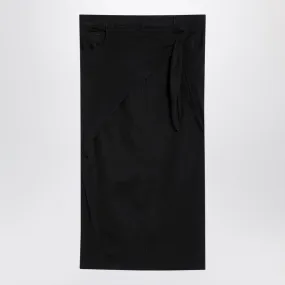 BLACK MIDI SKIRT WITH DRAPING