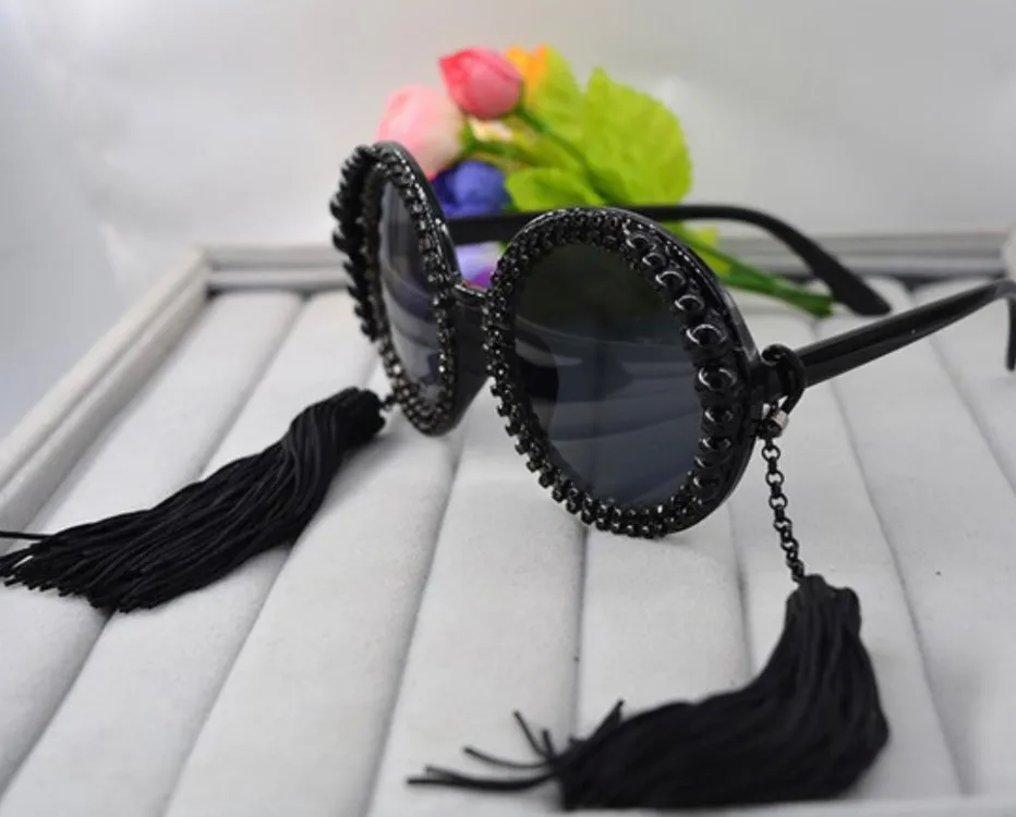 Black Oversized Tassel Sunglasses