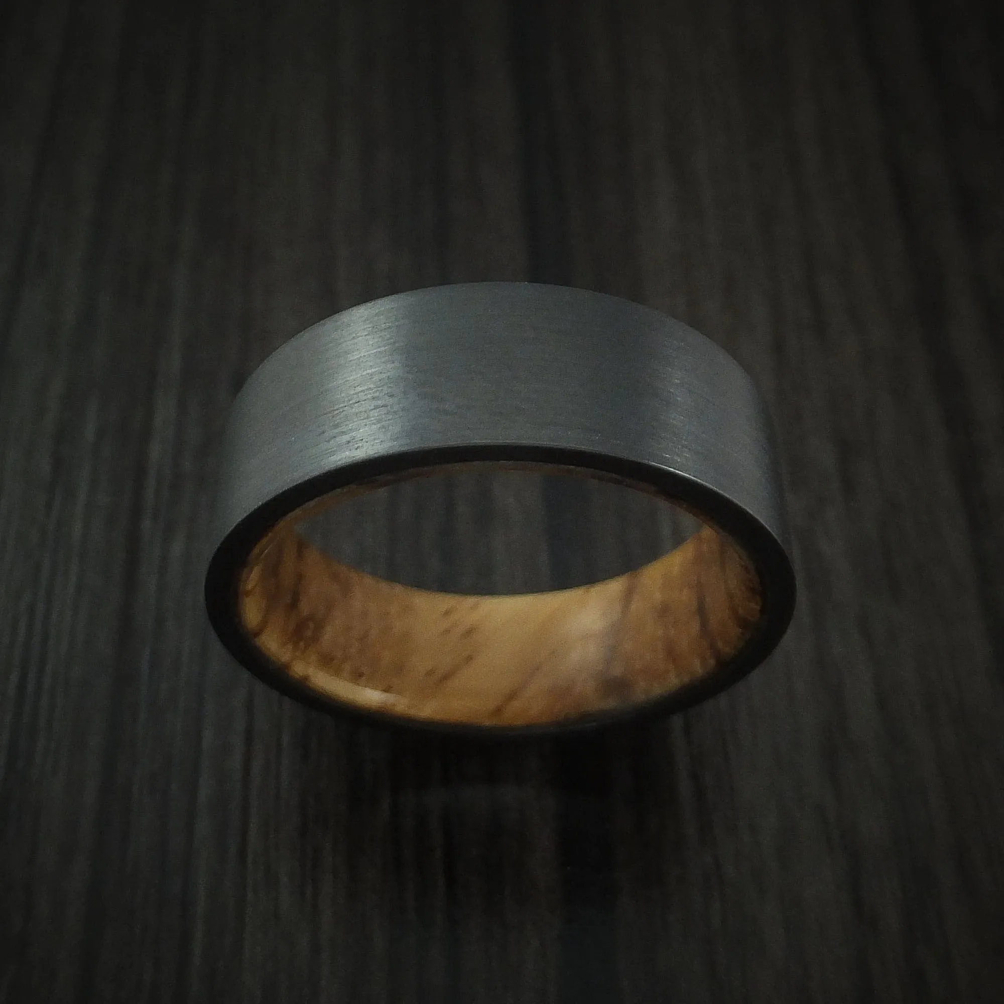 Black Titanium and Hardwood Sleeve Men's Ring Custom Made