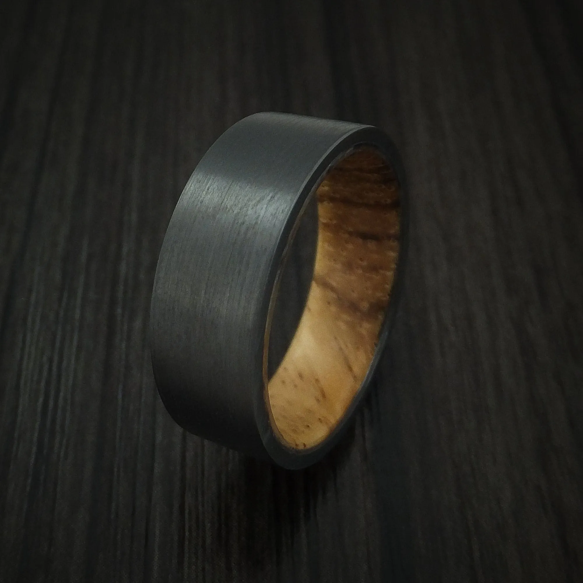 Black Titanium and Hardwood Sleeve Men's Ring Custom Made