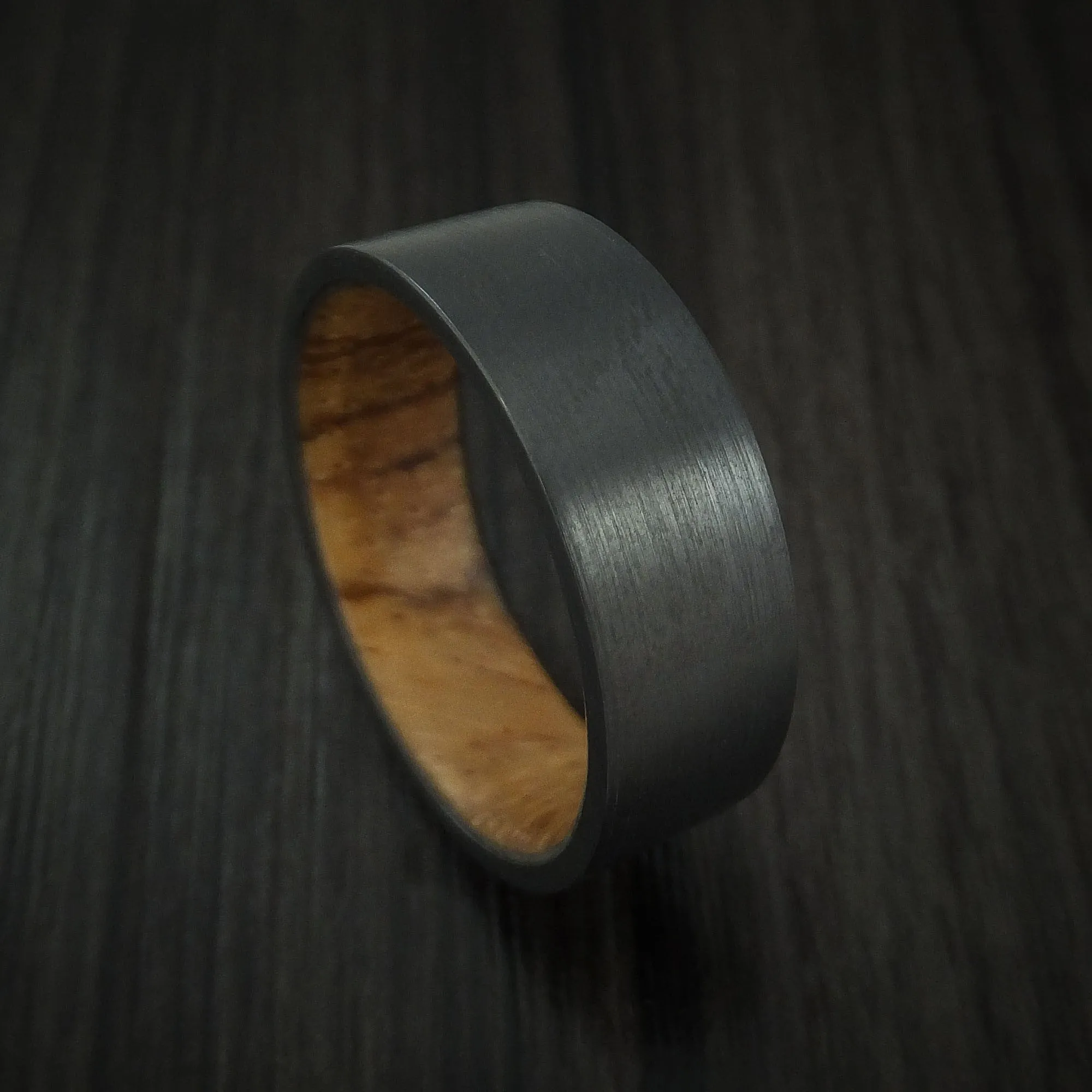 Black Titanium and Hardwood Sleeve Men's Ring Custom Made