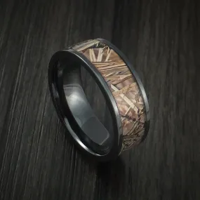 Black Titanium Men's Ring with Camo Inlay Custom Made Wedding Band