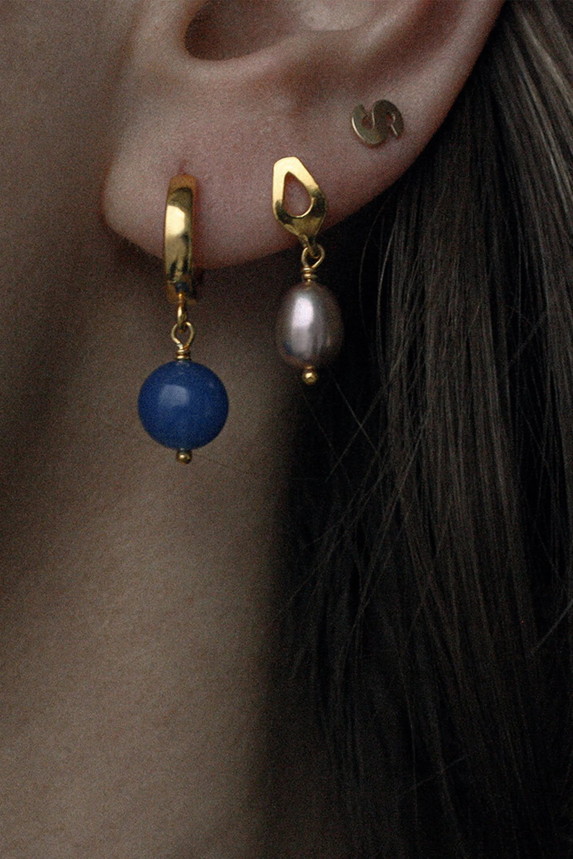 blue agate hoop gold