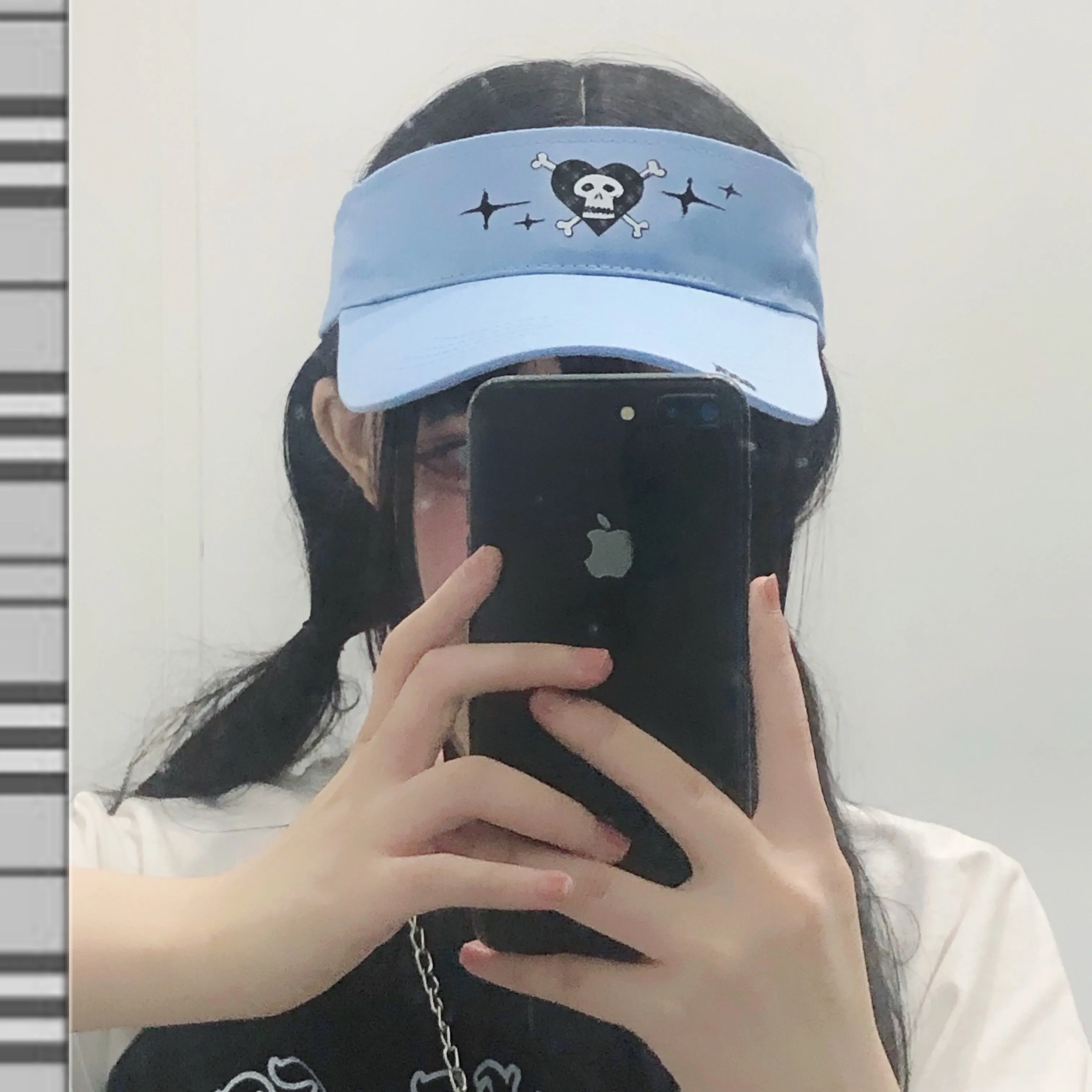 Blue and White SKULL CAP KF82807