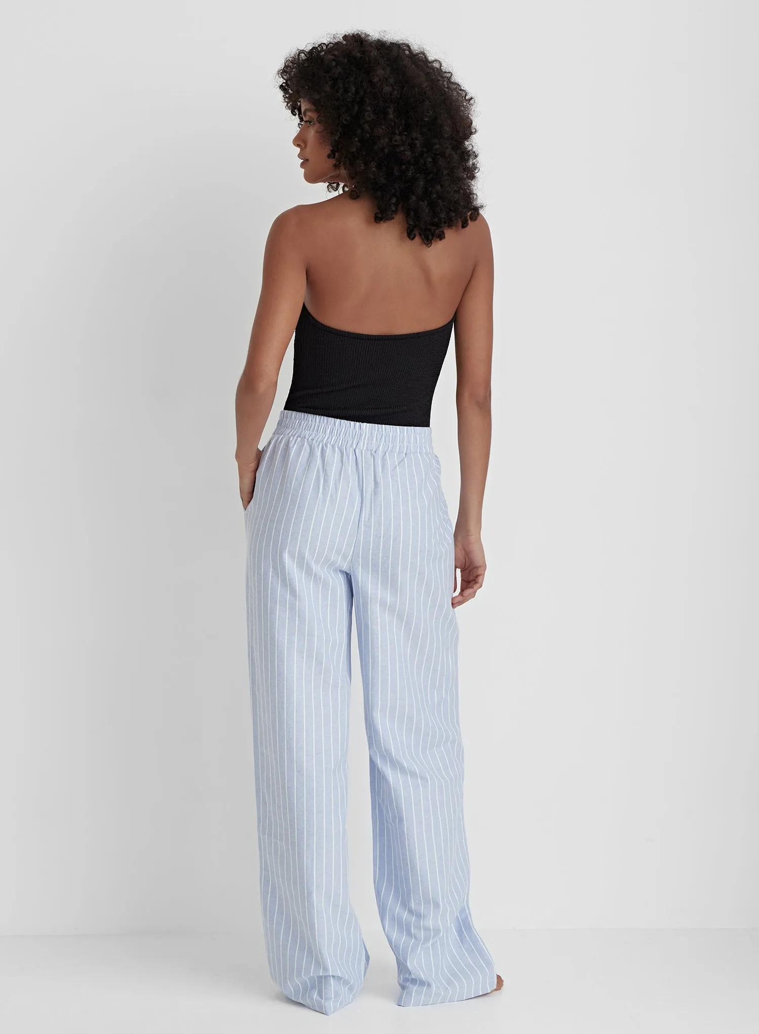 Blue And White Striped Relaxed Trouser- Delphi